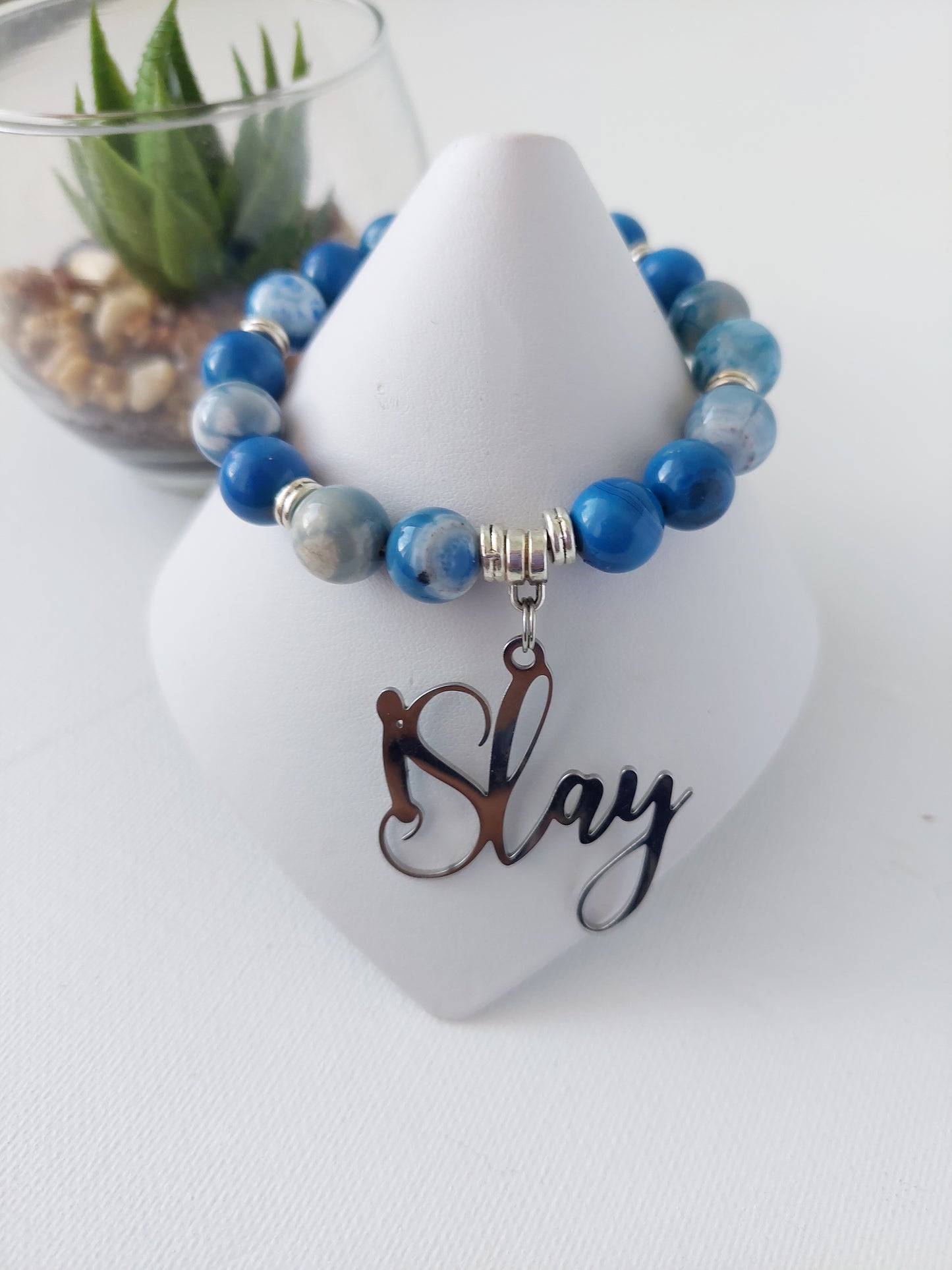 Women's Glass Bead Charm Bracelet (10mm)