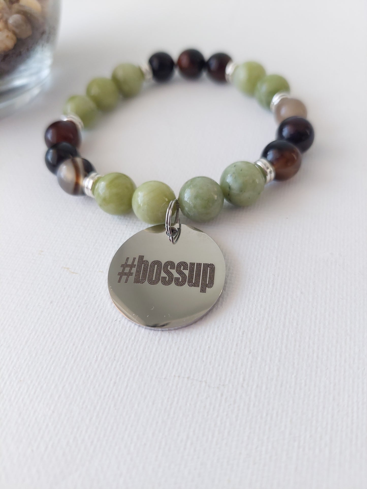 Women's Jasper and Agate Stretch Bead Bracelet Set (10 mm)