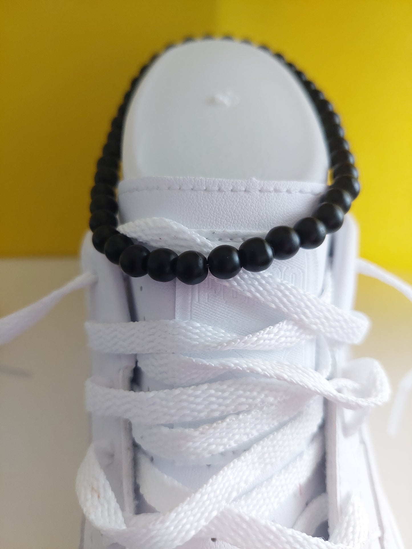 Unisex Onyx Bead Stretch Anklet (6mm)