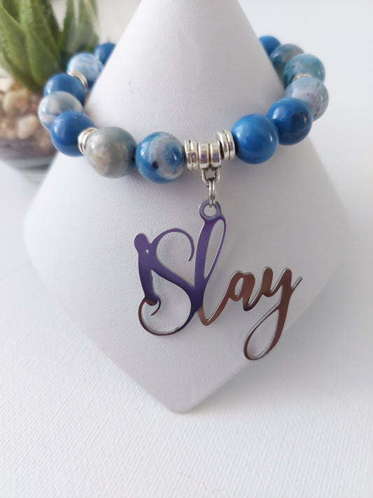 Women's Glass Bead Charm Bracelet (10mm)