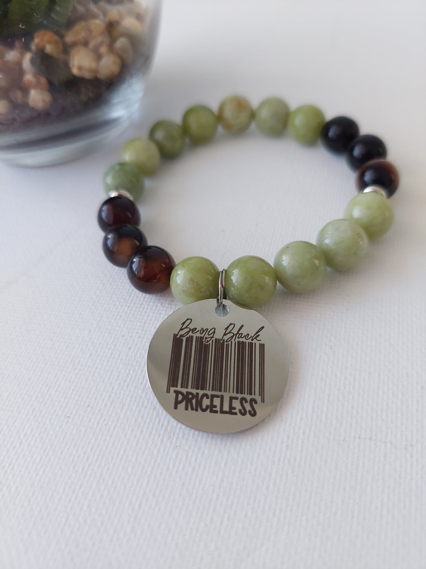 Women's Jasper and Agate Stretch Bead Bracelet Set (10 mm)