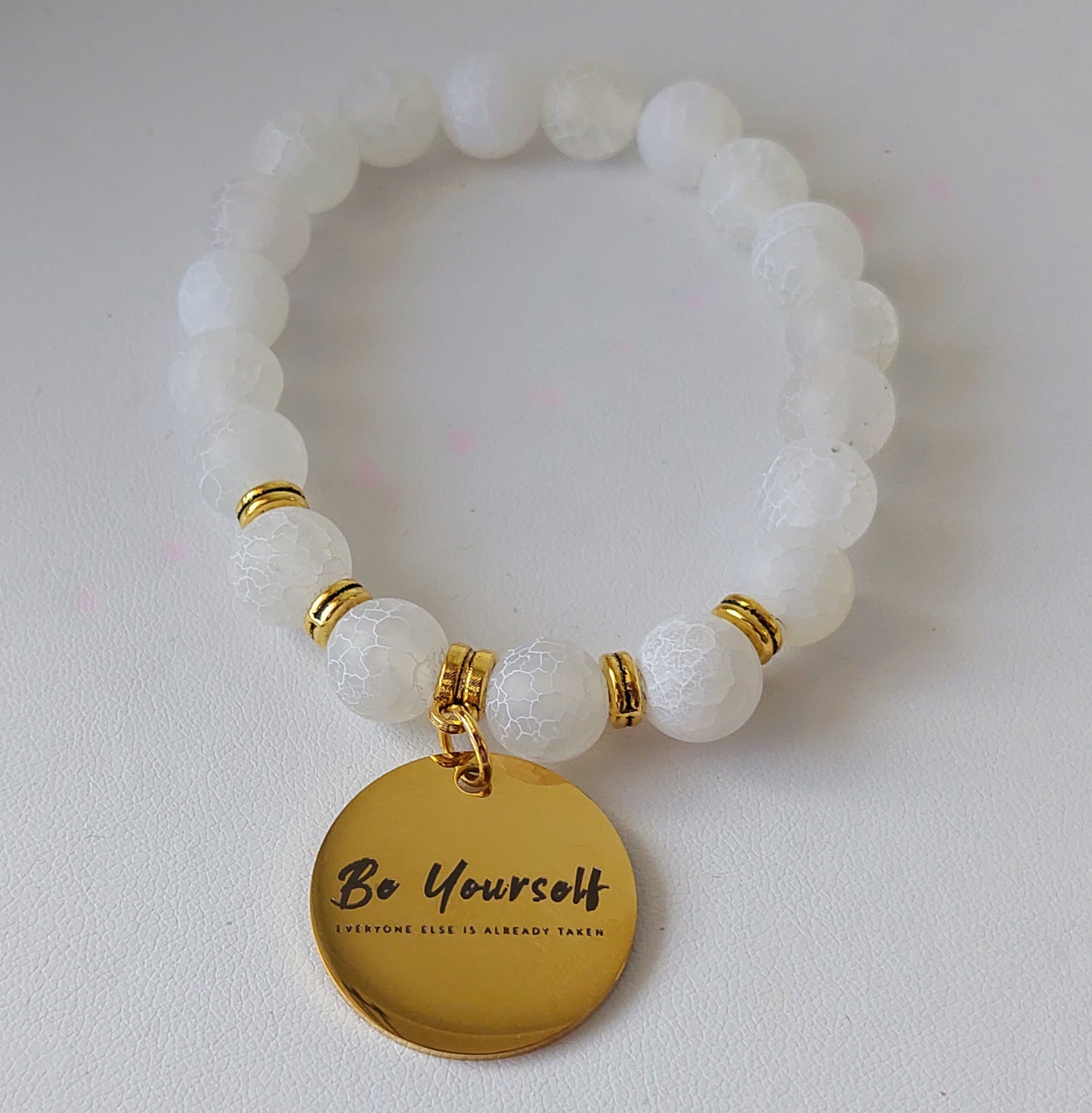 Women's Frosted Agate and Cracked Agate Stretch Beaded Bracelet Set (10 mm)