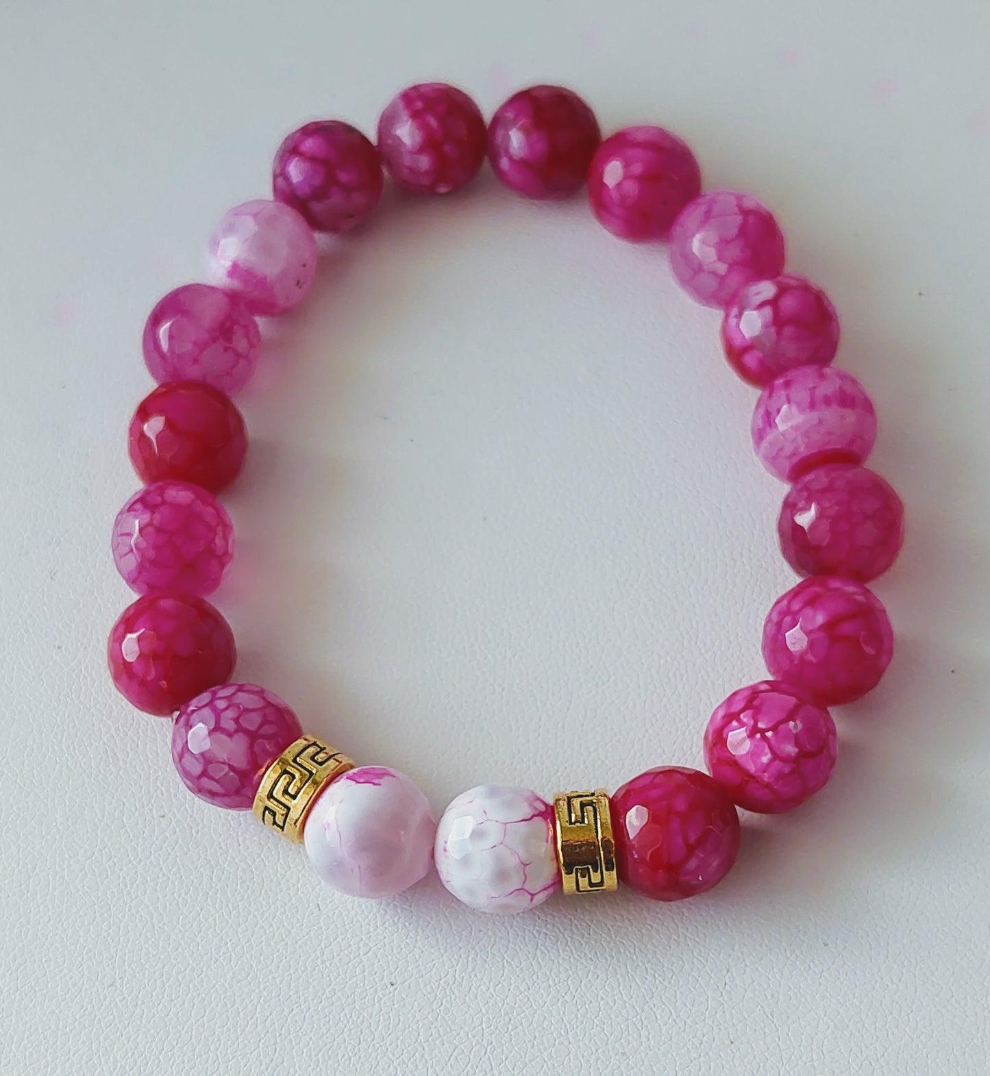 Women's Frosted Agate and Cracked Agate Stretch Beaded Bracelet Set (10 mm)