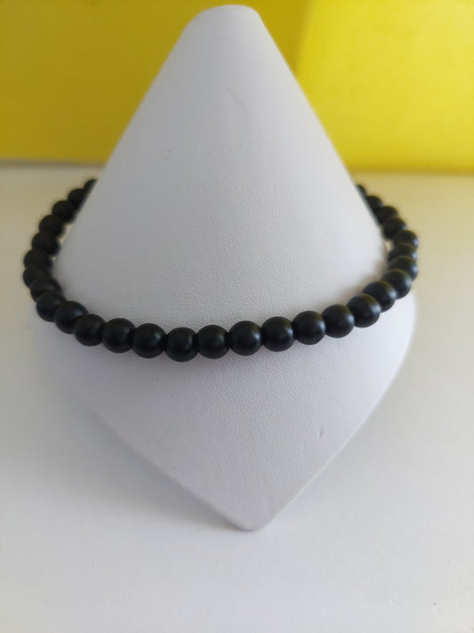 Unisex Onyx Bead Stretch Anklet (6mm)