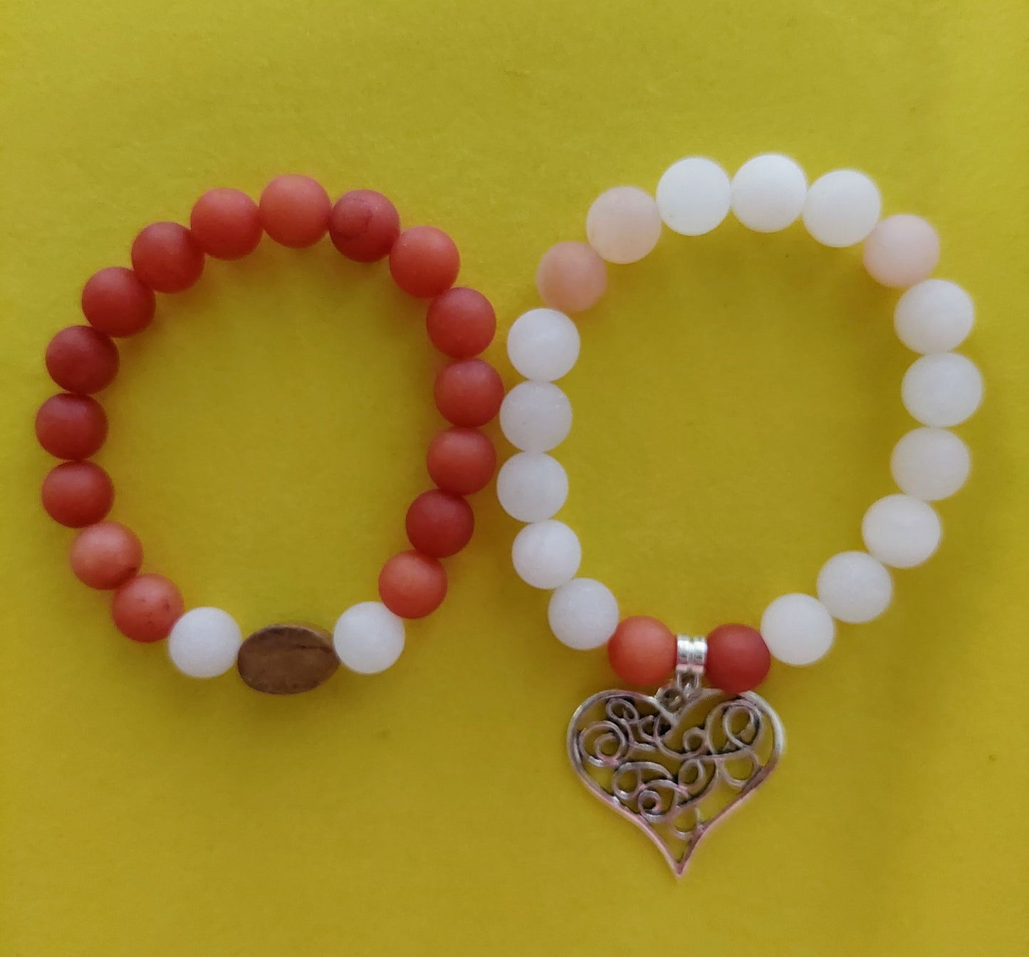 Women's Frosted Agate and Aventurine Gemstone Stretch Bead Bracelet Set (10mm)