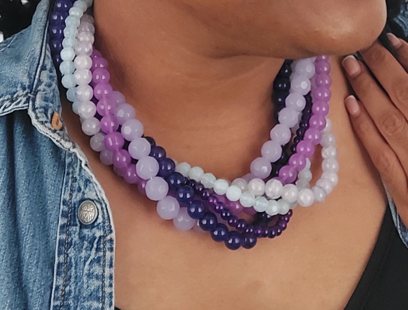 Purple Gold Tone Necklace TR02 – Miharu Crafts